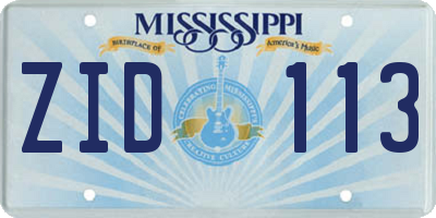MS license plate ZID113