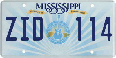 MS license plate ZID114