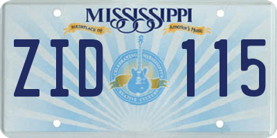 MS license plate ZID115