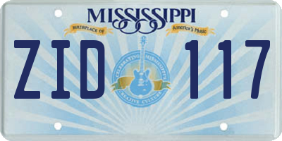 MS license plate ZID117