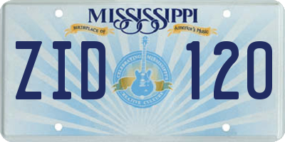 MS license plate ZID120