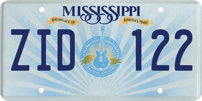 MS license plate ZID122