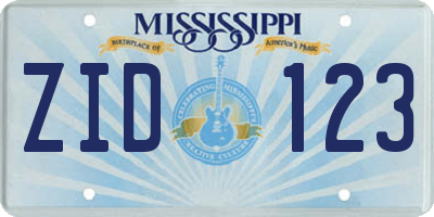 MS license plate ZID123