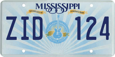 MS license plate ZID124