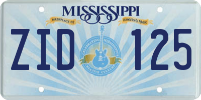 MS license plate ZID125