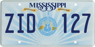 MS license plate ZID127