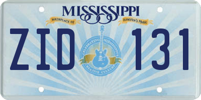 MS license plate ZID131