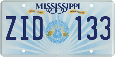 MS license plate ZID133