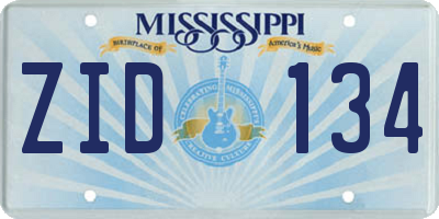 MS license plate ZID134