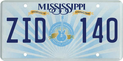 MS license plate ZID140