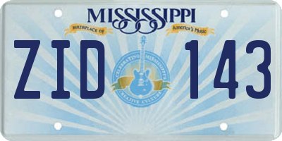 MS license plate ZID143