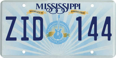 MS license plate ZID144