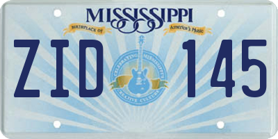 MS license plate ZID145