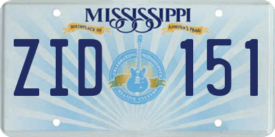 MS license plate ZID151