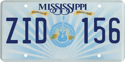 MS license plate ZID156