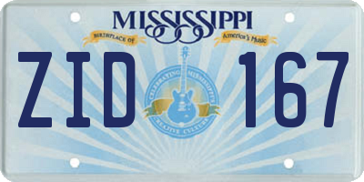 MS license plate ZID167