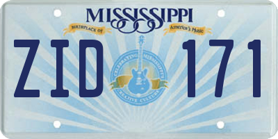 MS license plate ZID171