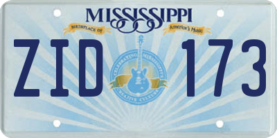 MS license plate ZID173