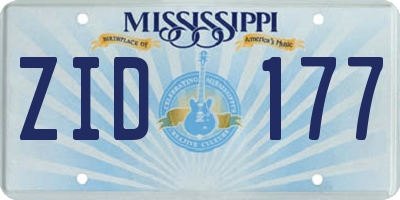 MS license plate ZID177