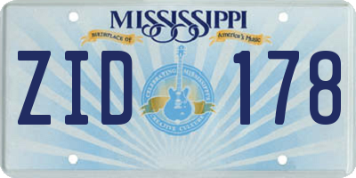 MS license plate ZID178