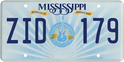 MS license plate ZID179
