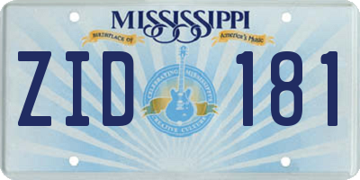 MS license plate ZID181
