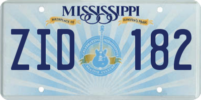 MS license plate ZID182