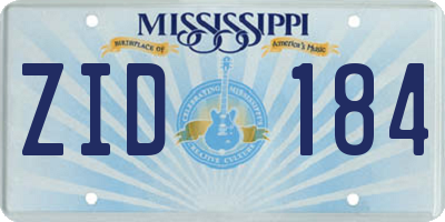 MS license plate ZID184
