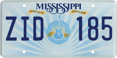 MS license plate ZID185
