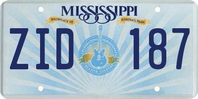 MS license plate ZID187