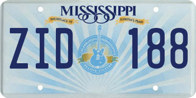 MS license plate ZID188