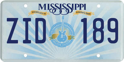MS license plate ZID189