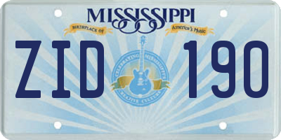 MS license plate ZID190
