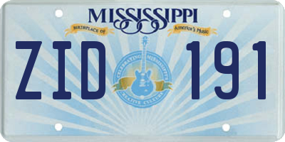 MS license plate ZID191