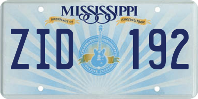 MS license plate ZID192