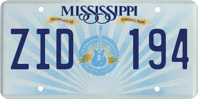 MS license plate ZID194