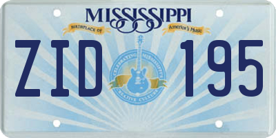 MS license plate ZID195