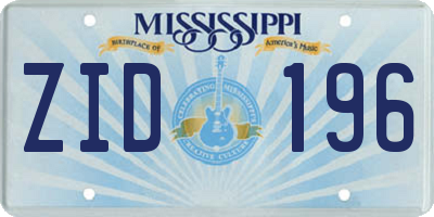 MS license plate ZID196