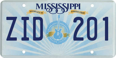 MS license plate ZID201