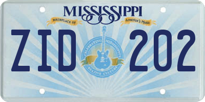 MS license plate ZID202