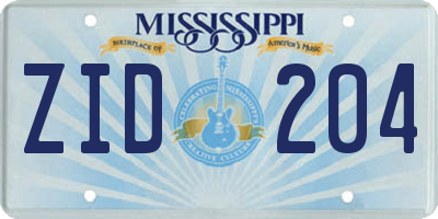 MS license plate ZID204