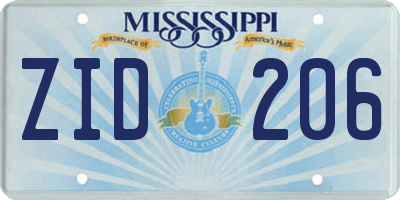 MS license plate ZID206