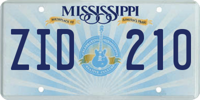 MS license plate ZID210