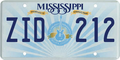 MS license plate ZID212