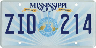 MS license plate ZID214