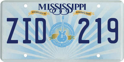MS license plate ZID219