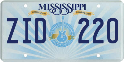 MS license plate ZID220