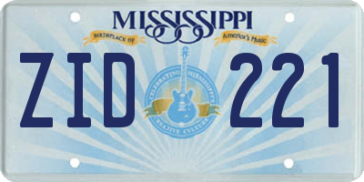 MS license plate ZID221