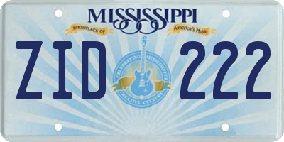 MS license plate ZID222