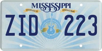MS license plate ZID223